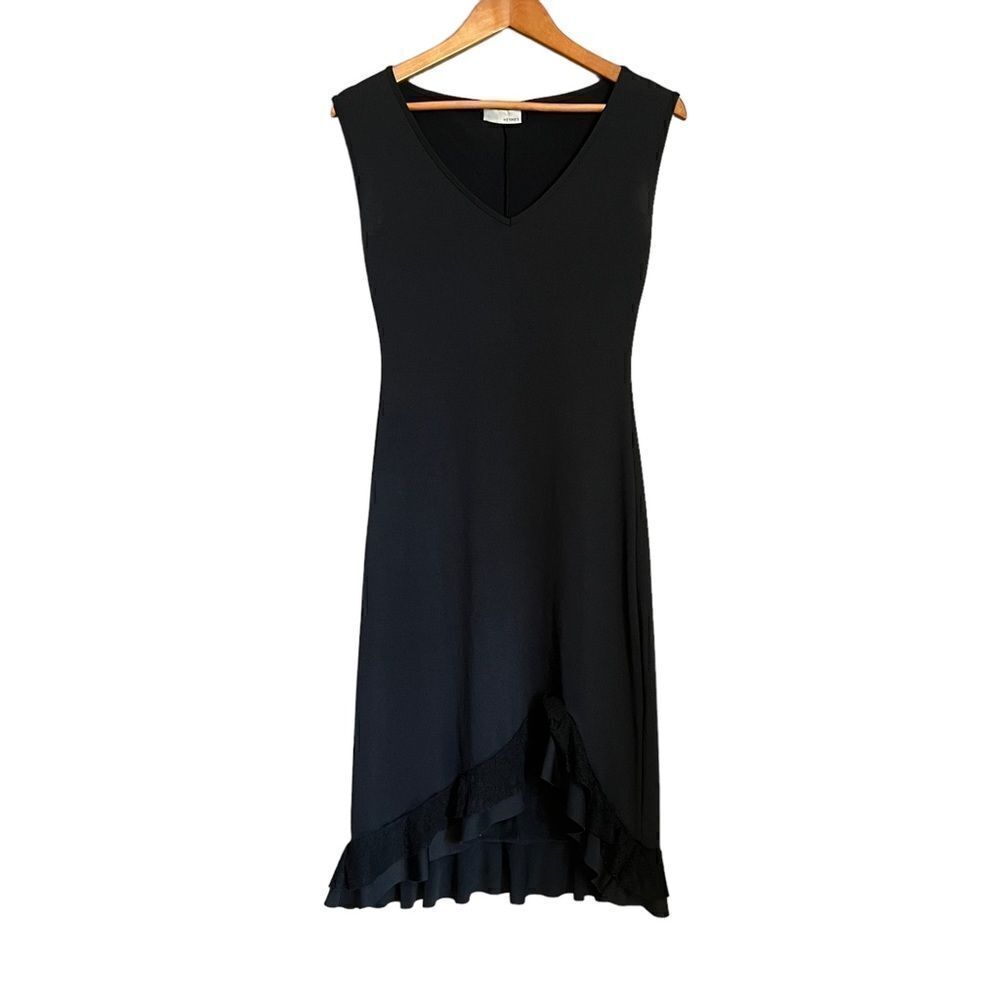 Hennes black v neck ruffled dress